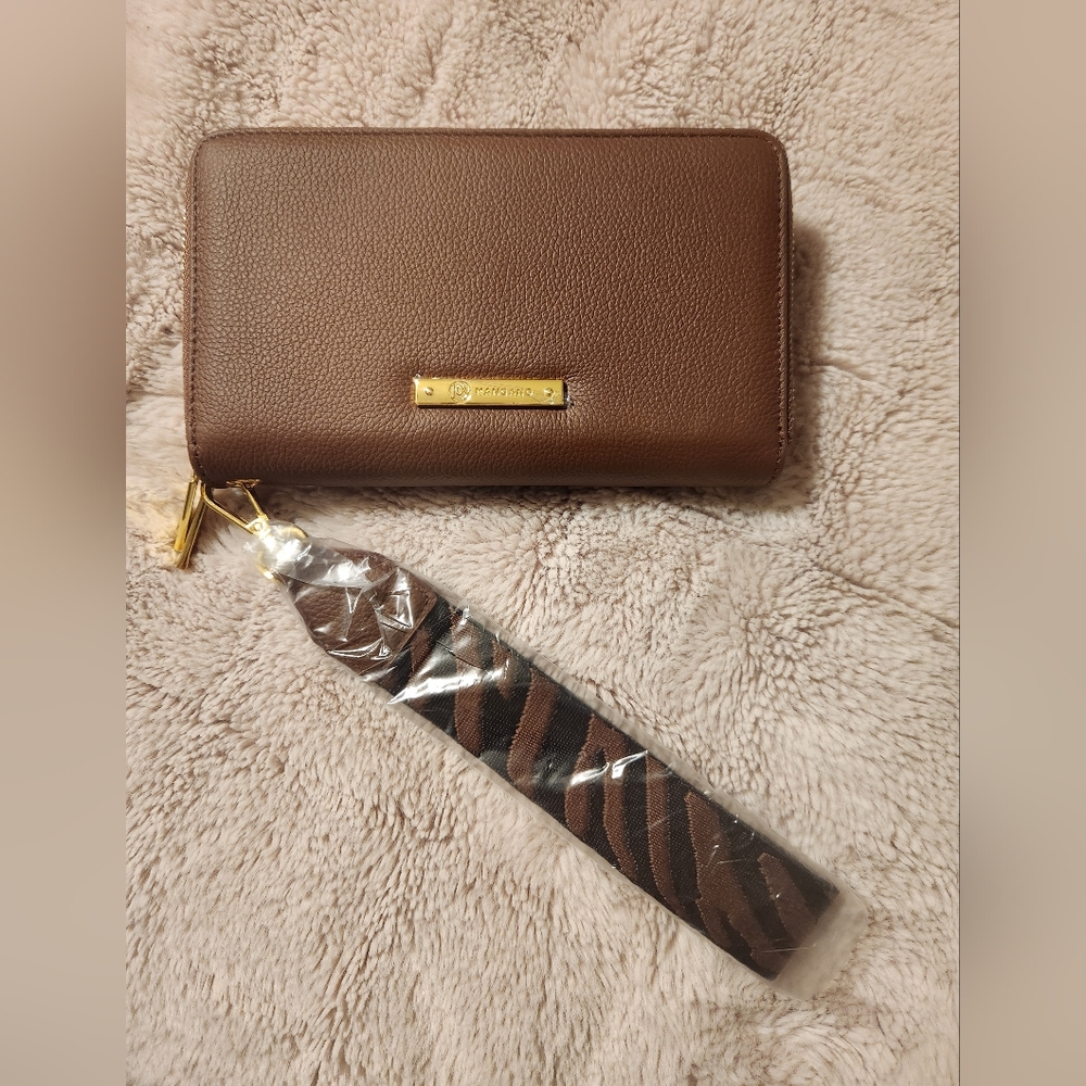 Joy Luxe Leather Double Wallet Wristlet New